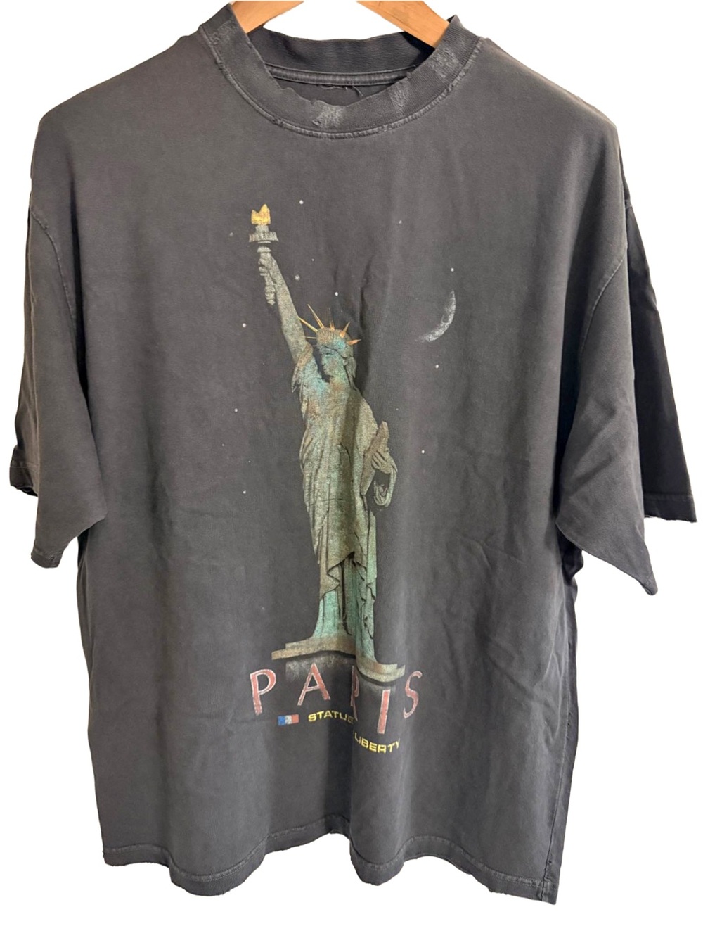 Balenciaga Black Graphic Statue of Liberty Tee Size medium